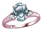 Star K Oval 9x7 Genuine Sky Blue Topaz Three 3 Stone Heart Engagement Promise Wedding Ring