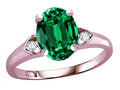 Star K Oval 9x7 Simulated Emerald Three 3 Stone Heart Engagement Promise Wedding Ring