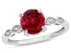 Star K Round 7mm Created Ruby Vintage Antique Look Engagement Promise Ring