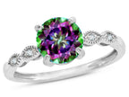 Star K Round 7mm Rainbow Mystic Topaz Vintage Antique Look Engagement Promise Ring