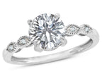 Star K Round 7mm Genuine White Topaz Vintage Antique Look Engagement Promise Ring