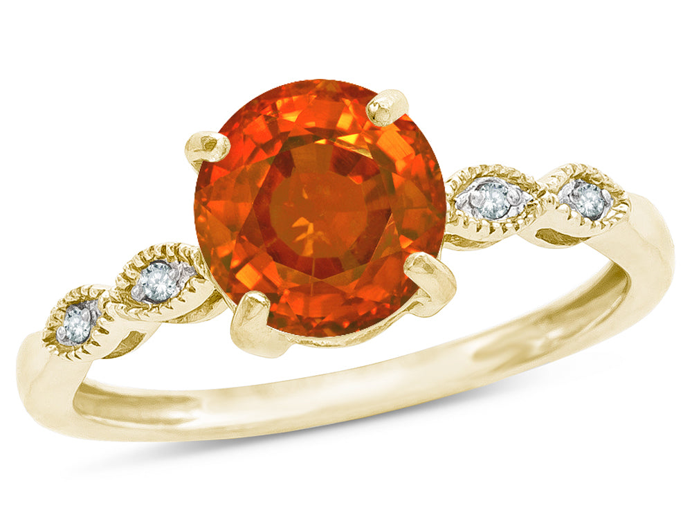 Star K Round 7mm Simulated Fire Opal Vintage Antique Look Engagement Promise Ring