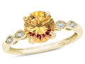 Star K Round 7mm Simulated Imperial Yellow Topaz Vintage Antique Look Engagement Promise Ring