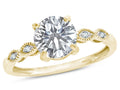 Star K Round 7mm Genuine White Topaz Vintage Antique Look Engagement Promise Ring