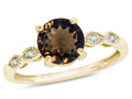 Star K Round 7mm Genuine Smoky Quartz Vintage Antique Look Engagement Promise Ring