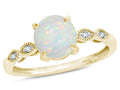Star K Round 7mm Genuine Opal Vintage Antique Look Engagement Promise Ring
