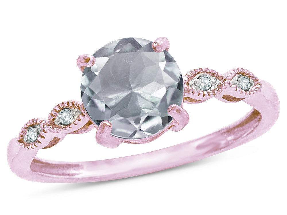 Star K Round 7mm Genuine Aquamarine Vintage Antique Look Engagement Promise Ring