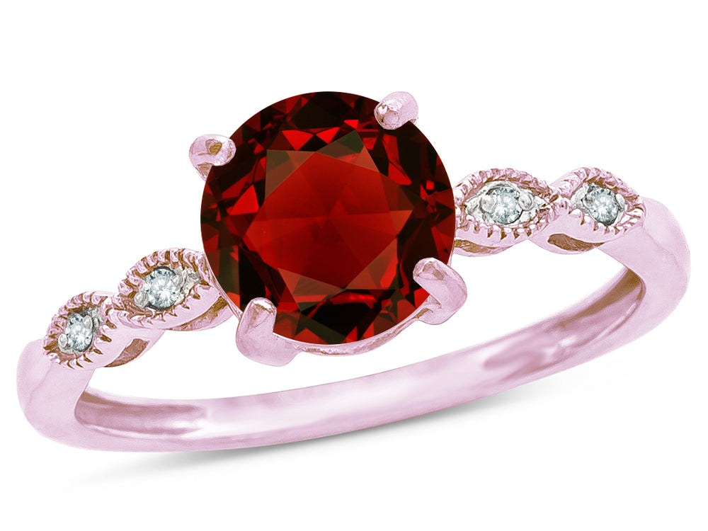 Star K Round 7mm Genuine Garnet Vintage Antique Look Engagement Promise Ring