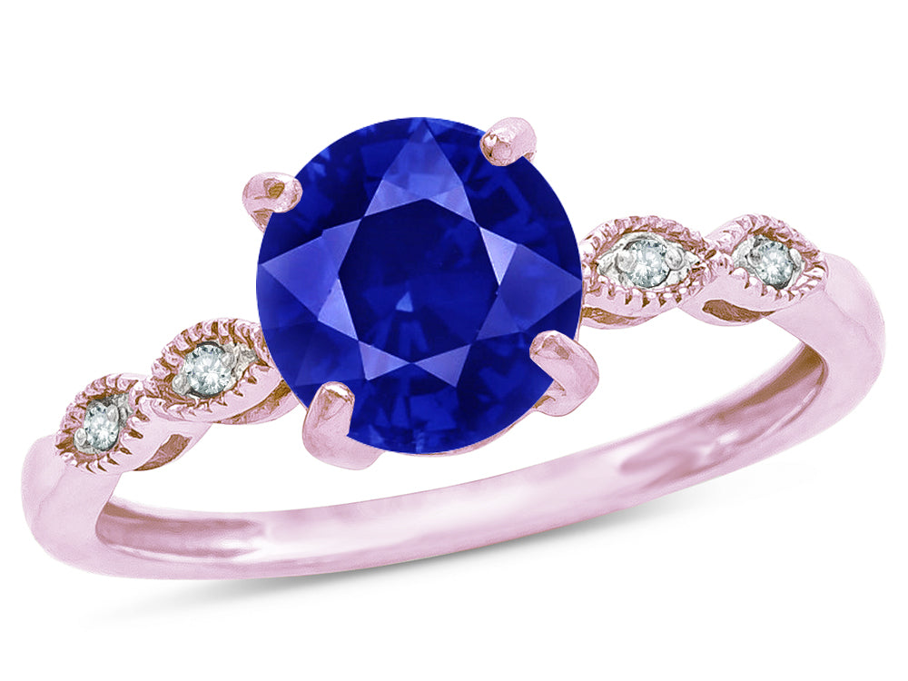 Star K Round 7mm Created Sapphire Vintage Antique Look Engagement Promise Ring