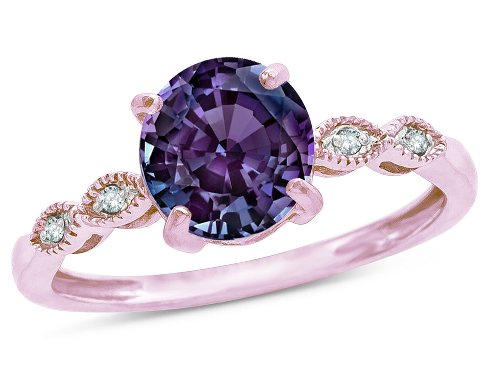 Star K Round 7mm Simulated Alexandrite Vintage Antique Look Engagement Promise Ring