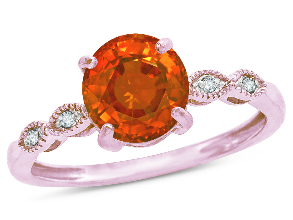 Star K Round 7mm Simulated Fire Opal Vintage Antique Look Engagement Promise Ring