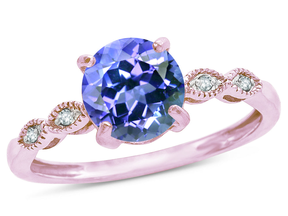 Star K Round 7mm Simulated Tanzanite Vintage Antique Look Engagement Promise Ring