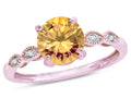 Star K Round 7mm Simulated Imperial Yellow Topaz Vintage Antique Look Engagement Promise Ring