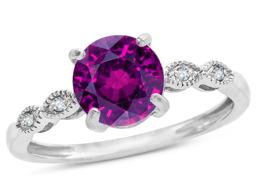 Star K Round 7mm Genuine Rhodolite Vintage Antique Look Engagement Promise Ring