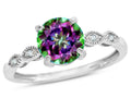 Star K Round 7mm Rainbow Mystic Topaz Vintage Antique Look Engagement Promise Ring
