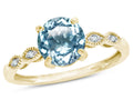 Star K Round 7mm Genuine Sky Blue Topaz Vintage Antique Look Engagement Promise Ring