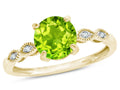 Star K Round 7mm Genuine Peridot Vintage Antique Look Engagement Promise Ring