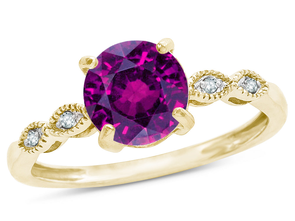 Star K Round 7mm Genuine Rhodolite Vintage Antique Look Engagement Promise Ring