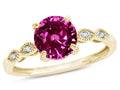 Star K Round 7mm Simulated Pink Tourmaline Vintage Antique Look Engagement Promise Ring