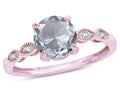 Star K Round 7mm Genuine Aquamarine Vintage Antique Look Engagement Promise Ring