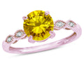 Star K Round 7mm Genuine Citrine Vintage Antique Look Engagement Promise Ring
