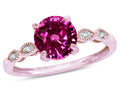 Star K Round 7mm Simulated Pink Tourmaline Vintage Antique Look Engagement Promise Ring