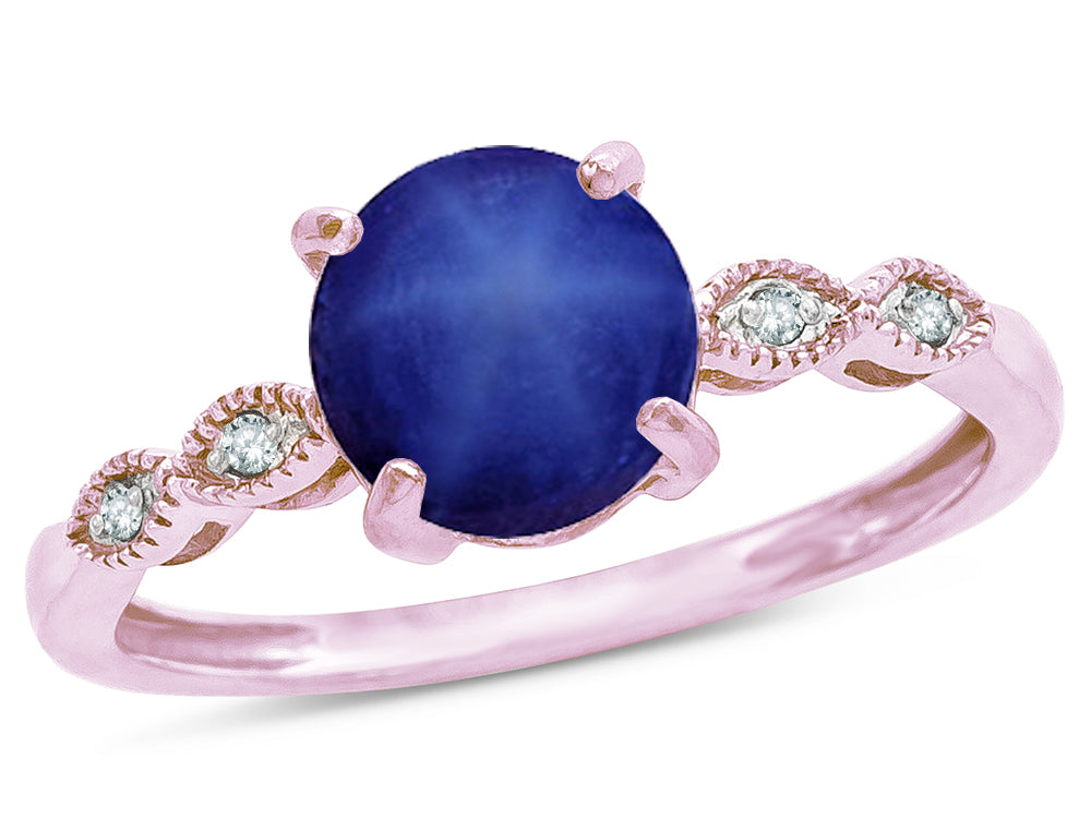 Star K Round 7mm Created Star Sapphire Vintage Antique Look Engagement Promise Ring