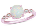 Star K Round 7mm Genuine Opal Vintage Antique Look Engagement Promise Ring