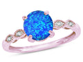 Star K Round 7mm Created Blue Opal Vintage Antique Look Engagement Promise Ring