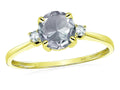 Star K 7mm Round Genuine Aquamarine Classic Three 3 stone Engagement Promise Wedding Ring