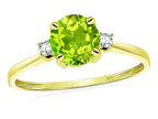 Star K 7mm Round Genuine Peridot Classic Three 3 stone Engagement Promise Wedding Ring