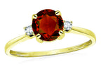 Star K 7mm Round Genuine Garnet Classic Three 3 stone Engagement Promise Wedding Ring