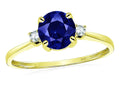 Star K 7mm Round Created Sapphire Classic Three 3 stone Engagement Promise Wedding Ring