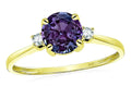 Star K 7mm Round Simulated Alexandrite Classic Three 3 stone Engagement Promise Wedding Ring