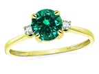 Star K 7mm Round Simulated Emerald Classic Three 3 stone Engagement Promise Wedding Ring