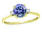 Star K 7mm Round Simulated Tanzanite Classic Three 3 stone Engagement Promise Wedding Ring