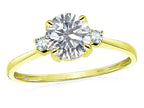 Star K 7mm Round Genuine White Topaz Classic Three 3 stone Engagement Promise Wedding Ring