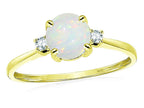 Star K 7mm Round Genuine Opal Classic Three 3 stone Engagement Promise Wedding Ring