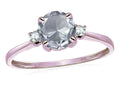 Star K 7mm Round Genuine Aquamarine Classic Three 3 stone Engagement Promise Wedding Ring