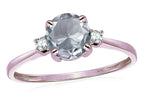 Star K 7mm Round Genuine Aquamarine Classic Three 3 stone Engagement Promise Wedding Ring