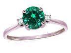 Star K 7mm Round Simulated Emerald Classic Three 3 stone Engagement Promise Wedding Ring