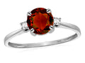 Star K 7mm Round Genuine Garnet Classic Three 3 stone Engagement Promise Wedding Ring