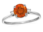 Star K 7mm Round Simulated Fire Opal Classic Three 3 stone Engagement Promise Wedding Ring