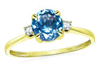 Star K 7mm Round Genuine Blue Topaz Classic Three 3 stone Engagement Promise Wedding Ring