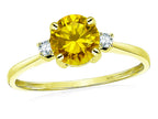 Star K 7mm Round Genuine Citrine Classic Three 3 stone Engagement Promise Wedding Ring