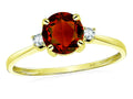 Star K 7mm Round Genuine Garnet Classic Three 3 stone Engagement Promise Wedding Ring