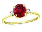 Star K 7mm Round Created Ruby Classic Three 3 stone Engagement Promise Wedding Ring
