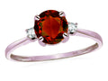 Star K 7mm Round Genuine Garnet Classic Three 3 stone Engagement Promise Wedding Ring
