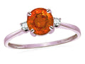 Star K 7mm Round Simulated Fire Opal Classic Three 3 stone Engagement Promise Wedding Ring