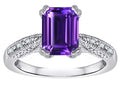 Star K Emerald Cut 8x6 Genuine Amethyst Antique Vintage Style Solitaire Engagement Promise Ring